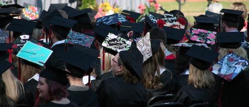 A sea of mortarboards.