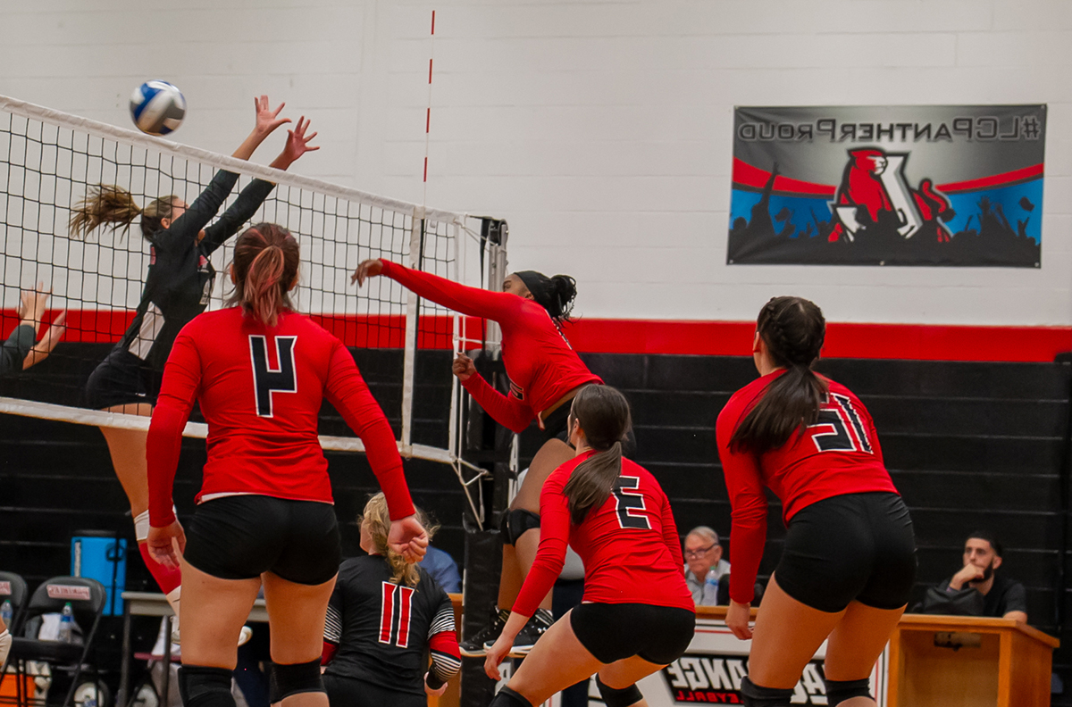 Volleyball match on court